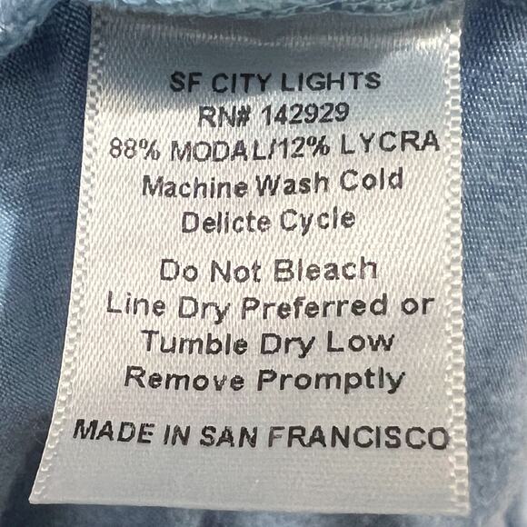San Francisco City Lights Soft Drape Neck Tee T-Shirt Light Blue Size Small NEW - Picture 7 of 7